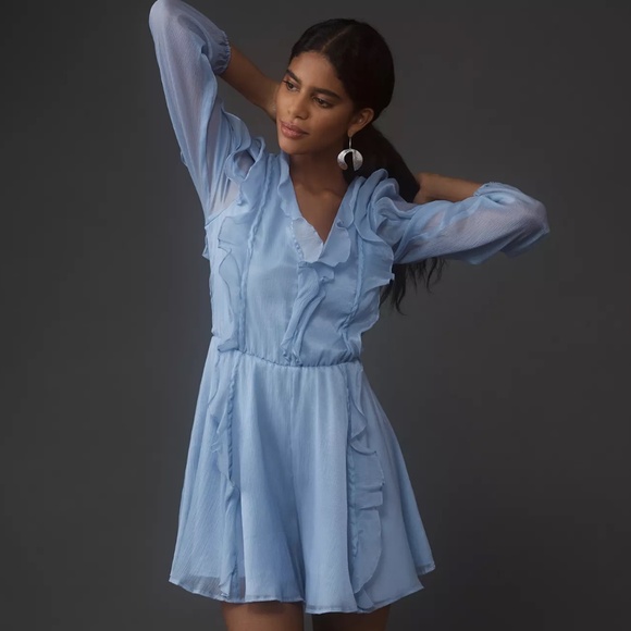 Hutch Pants - Hutch Long-Sleeve Frilled Romper in Sky sz medium NWT
